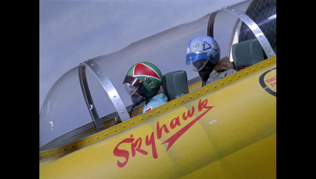 The Skyhawk in action in the Thunderbirds episode, Edge of Impact.