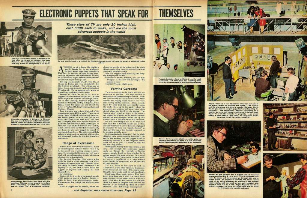 Pages 6 & 7 of Look and Learn issue 177 - Electronic Puppets That Speak For Themselves