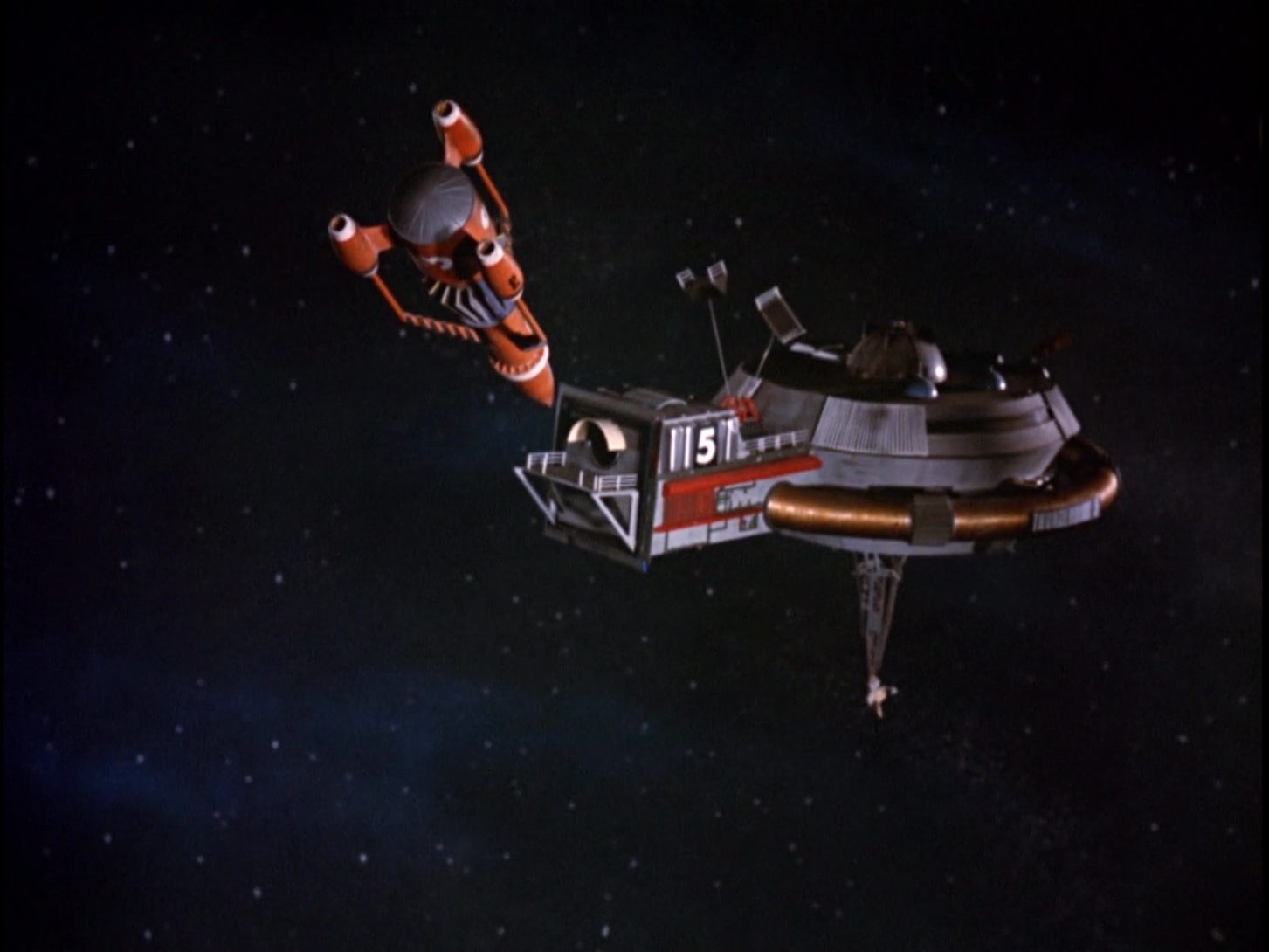 Thunderbirds 3 and 5 in The Mighty Atom.